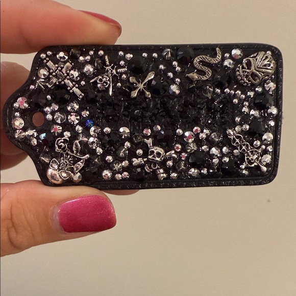 Coach Accessories - Coach Black and Silver Hangtag Bedazzled Embellished Customized Goth Vibes